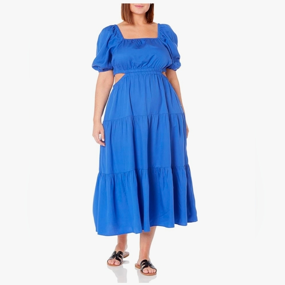 Square Neck Cut-Out Tiered Maxi Dress